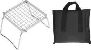 6.3Inch Folding Camping Campfire Grill, Portable 304 Stainless Stee Grid Wire Over Fire Split Stoves for Backpacking, Hiking, Picnics