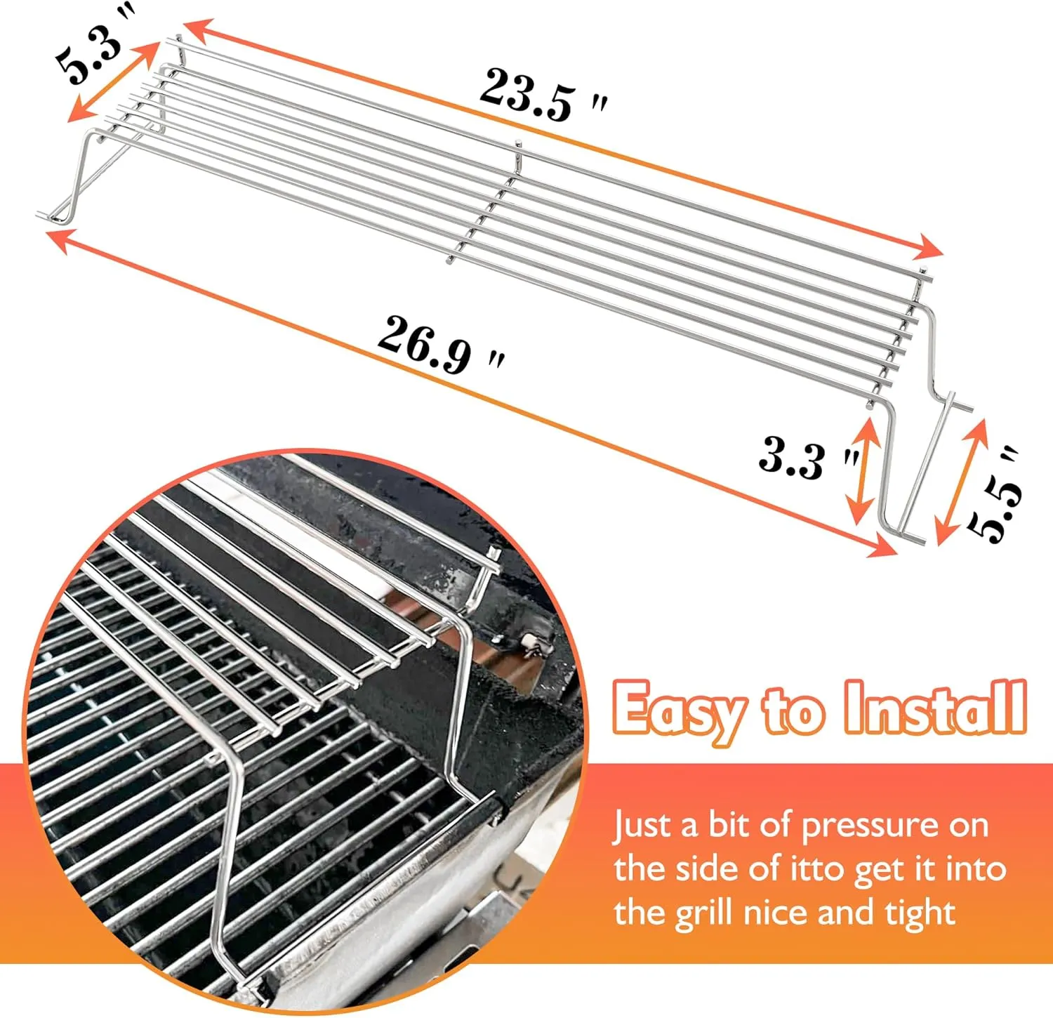 65054 Warming Rack for Weber Grill Genesis 300 Series, Genesis E310, E320, E330, S310, S320, S330, Replacement for Weber 65054, 81323, 62749, Stainless Steel Genesis Grill Accesorrie Accessories Parts