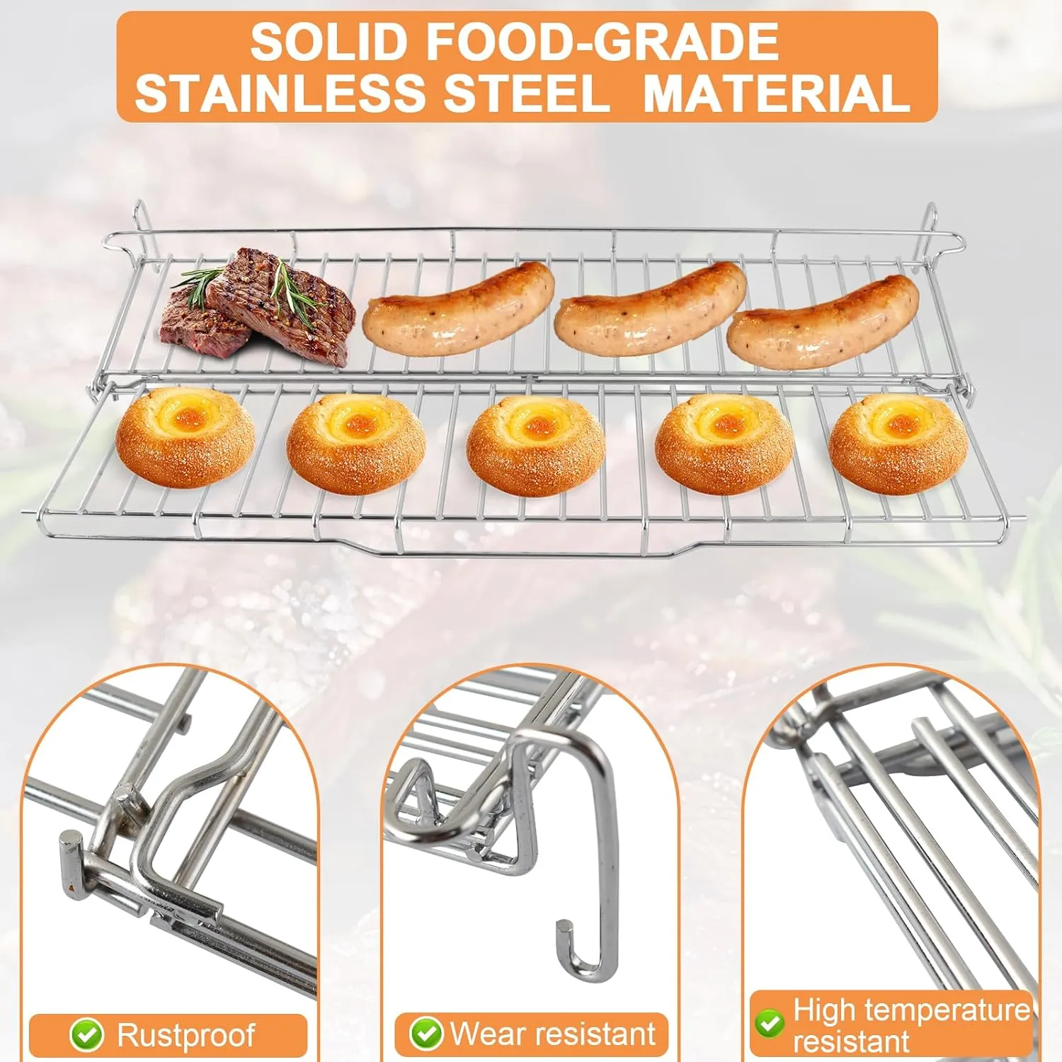 66044 Grill Warming Rack for Weber GS4 Genesis II 300 Series, Genesis II E310 E315 E320 E330 E335 S315 Grill Parts,Upgrade Two-sided Rack Replacement Parts for Weber Genesis 2 Grill Accessories