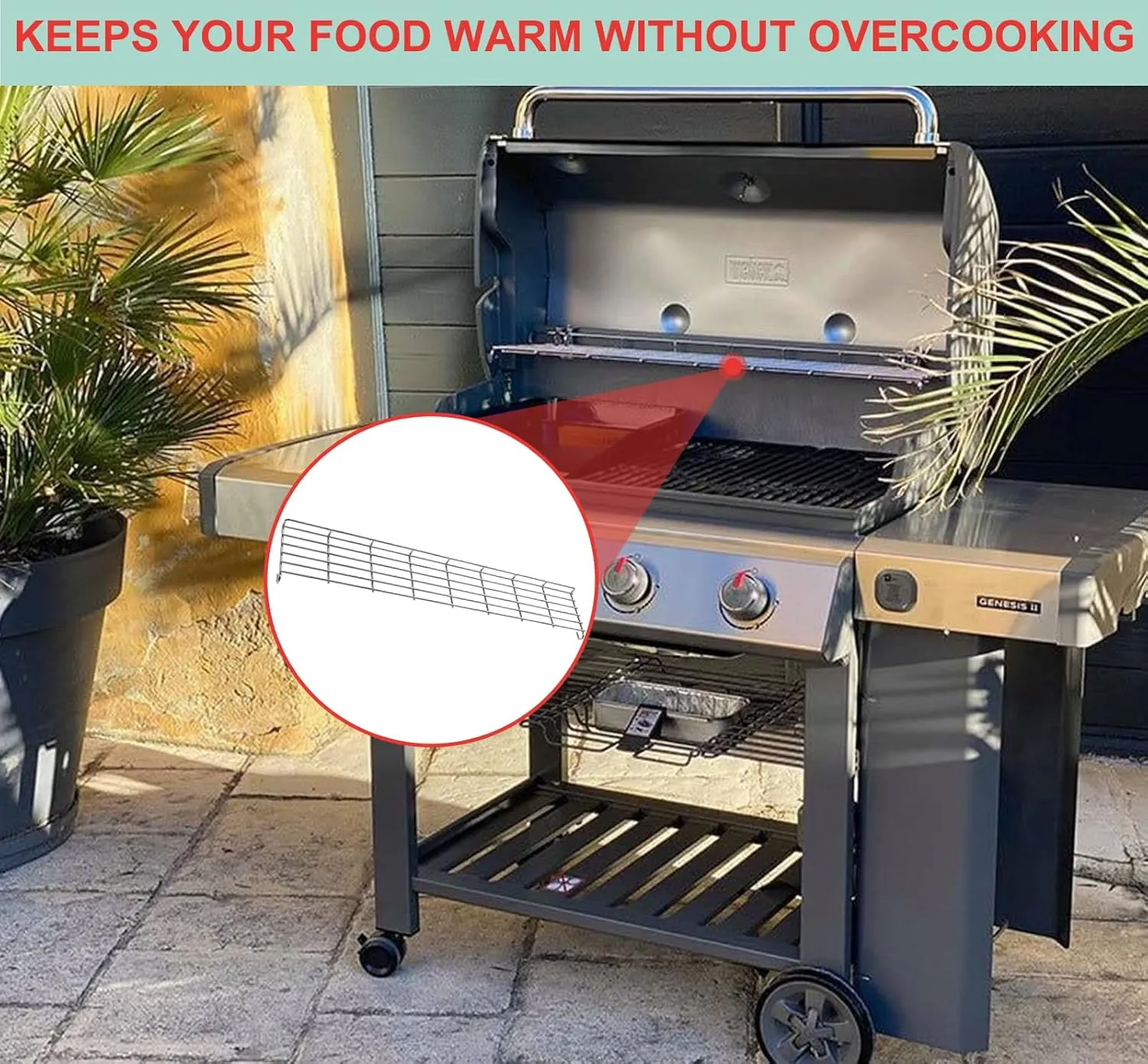 66045 Warming Rack for Weber Genesis II 400 Series, Genesis GS4 II SE/S/E-410, II S/E-435 Series Gas Grills, Stainless Steel Grill Rack for Weber Genesis 2 Grill Parts Replacement, 32.7''