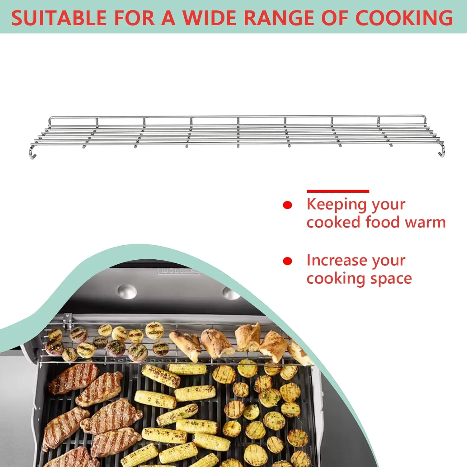 66045 Warming Rack for Weber Genesis II 400 Series, Genesis GS4 II SE/S/E-410, II S/E-435 Series Gas Grills, Stainless Steel Grill Rack for Weber Genesis 2 Grill Parts Replacement, 32.7''