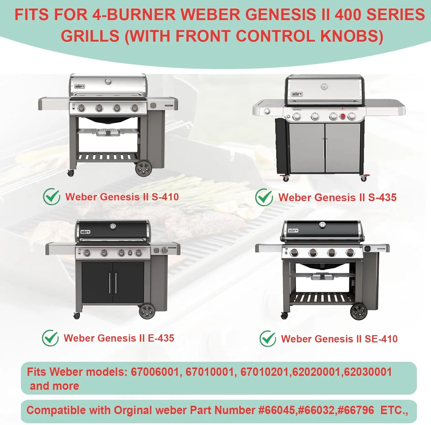 66045 Warming Rack for Weber Genesis II 400 Series, Genesis GS4 II SE/S/E-410, II S/E-435 Series Gas Grills, Stainless Steel Grill Rack for Weber Genesis 2 Grill Parts Replacement, 32.7''
