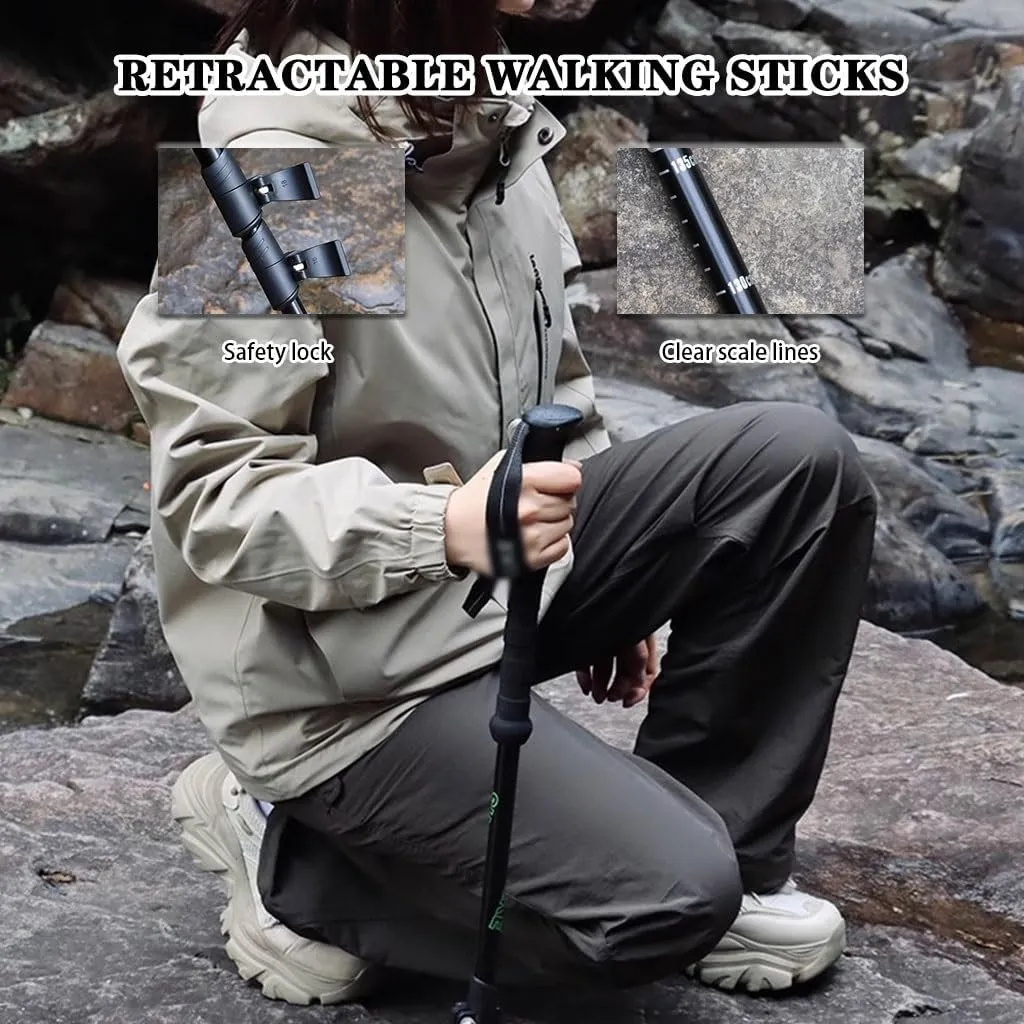 7075 Aluminum Hiking Sticks, Ultralight Nordic Walking Gear, Adjustable Telescopic Trekking Poles, with EVA Grip
