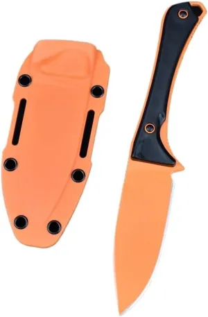 7.68 Inch Straight Knife with Sheath, Stylish Fixed Blade Knife - Made of 8cr13Mov Steel - Nylon Fiberglass Handle, Bushcraft and Camping Survival Knife (orange)