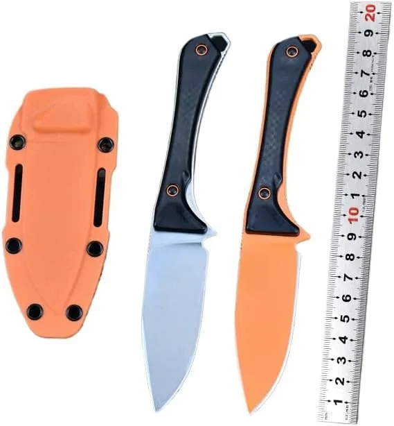 7.68 Inch Straight Knife with Sheath, Stylish Fixed Blade Knife - Made of 8cr13Mov Steel - Nylon Fiberglass Handle, Bushcraft and Camping Survival Knife (orange)
