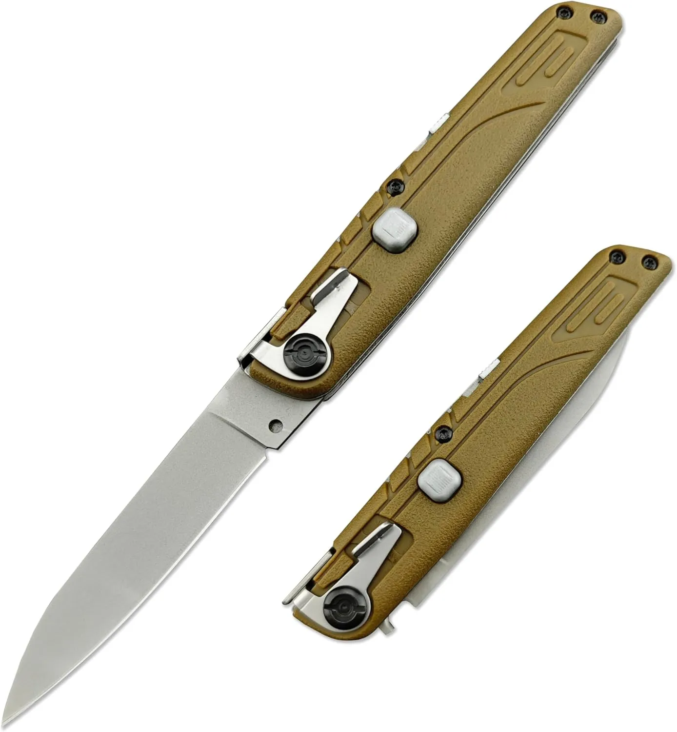 7.8" Button Lock 440C Stainless Steel Blade ABS Handle Folding Pocket Knife Assisted Opening Tactical Hunting Knives Camping EDC Survival Tools (Green)
