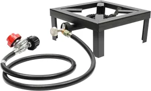 8000W Portable Gas Stove, Double Burner Propane Camping Stove with Adjustable Regulator Hose for Outdoor Cooking, Camping, BBQ, and Home Brewing