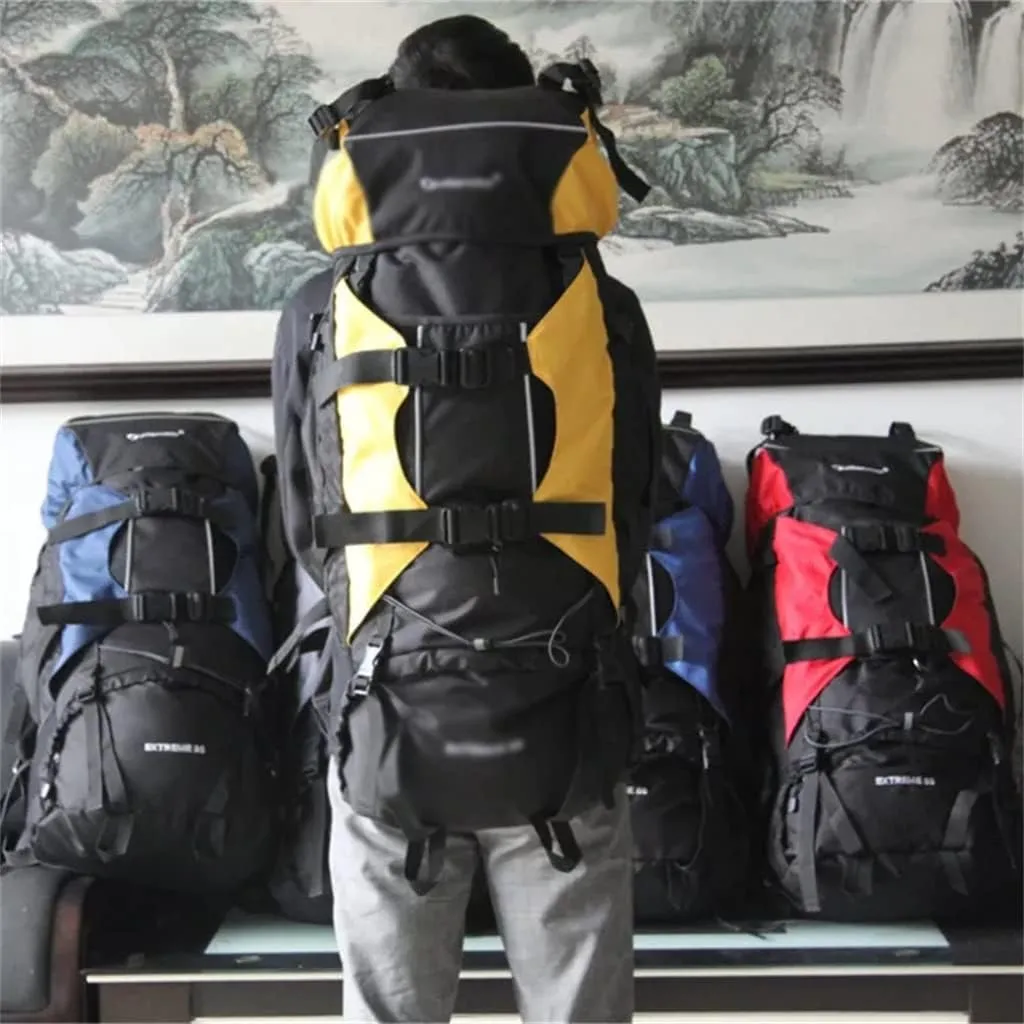 80L Multifunctional Outdoor Bag Large Capacity Backpack with Rain Cover Travel Backpack Mountaineering Travel Bag(E)