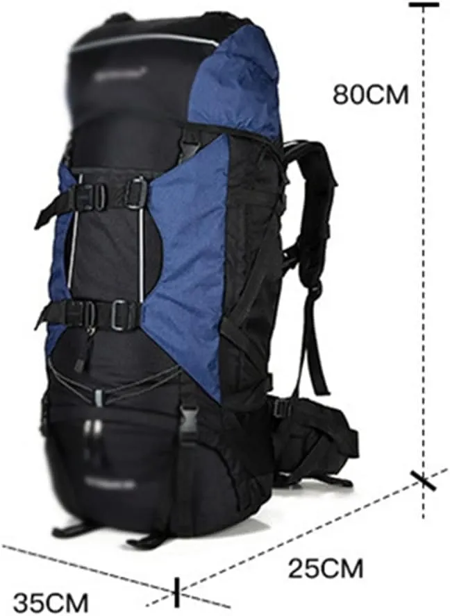 80L Multifunctional Outdoor Bag Large Capacity Backpack with Rain Cover Travel Backpack Mountaineering Travel Bag(E)
