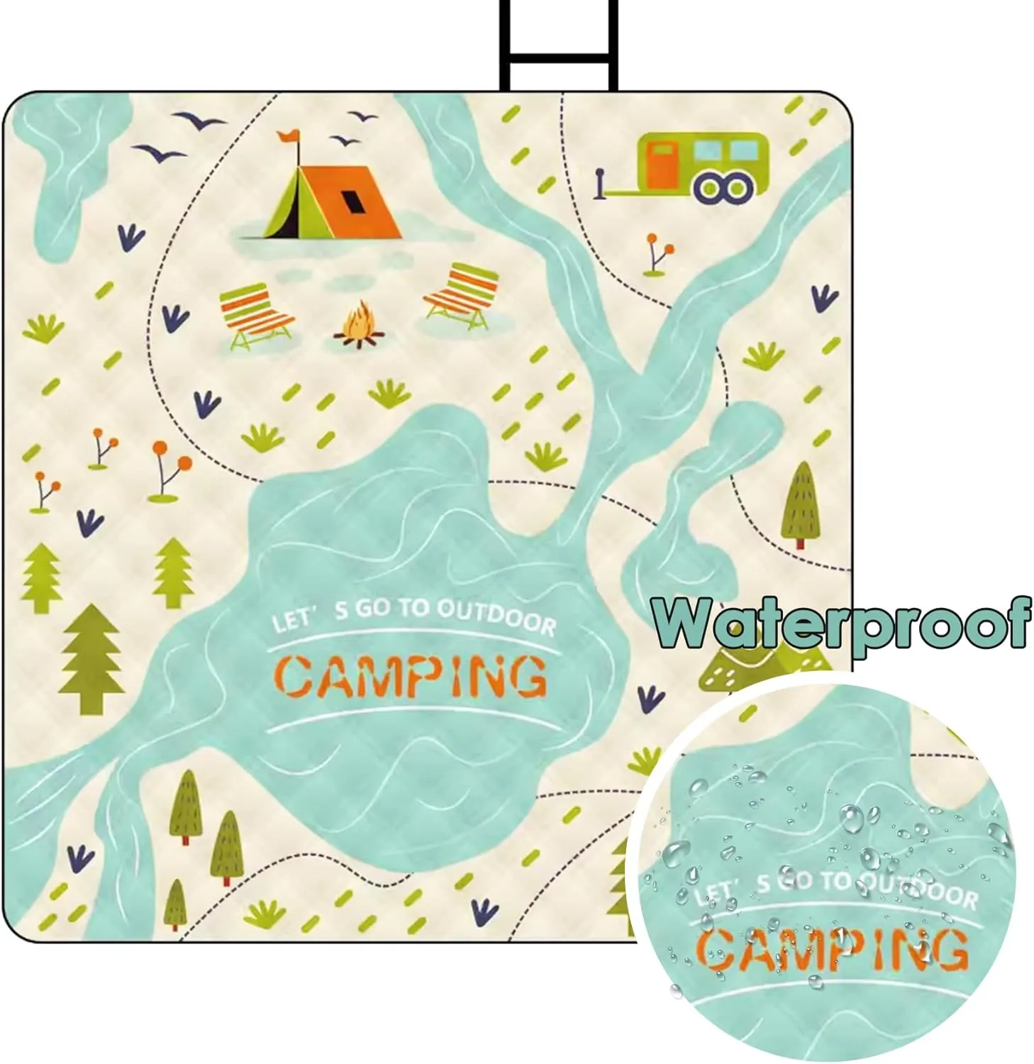 80"x60" Waterproof Picnic Blanket Large Outdoor Camping Blanket Foldable Picnic Camping Blanket Thicker Machine Washable Picnic Mat Portable Wearable for Picnics, Camping