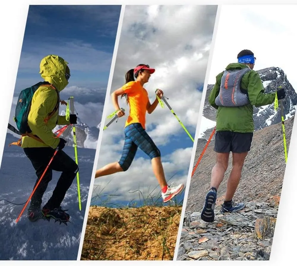 99% Carbon Fiber Ultralight Trekking Poles – Adjustable Collapsible Walking Sticks with Anti-Shock, EVA Ergonomic Handles, Quick Flip-Lock, Tungsten Steel Tip, 1pc Pack