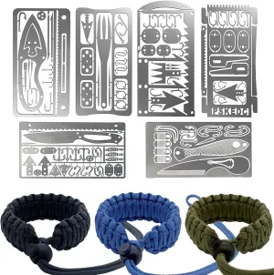 9PCS Survival Card Multitool Camping Kit with Fishing Line Gear and 3 Pack Adjustable Camera Wrist Strap