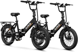 A2 Folding Electric Bike, 20'' Fat Tire Electric Bike with 750W Motor, 48V Removable Battery, 28MPH Max Speed, 62 Mile Range, Step-Through Frame and 7-Speed, 2PCS
