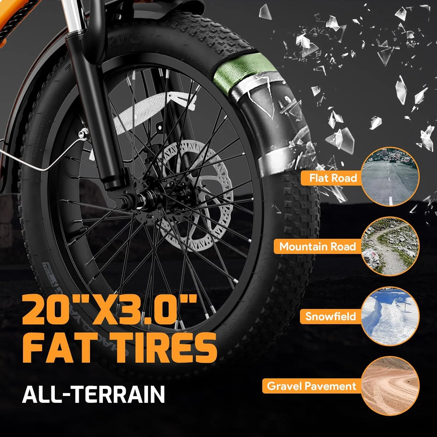 A2 Folding Electric Bike, 20'' Fat Tire Electric Bike with 750W Motor, 48V Removable Battery, 28MPH Max Speed, 62 Mile Range, Step-Through Frame and 7-Speed