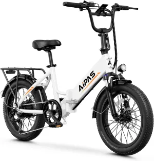 A2 Folding Electric Bike, 20'' Fat Tire Electric Bike with 750W Motor, 48V Removable Battery, 28MPH Max Speed, 62 Mile Range, Step-Through Frame and 7-Speed
