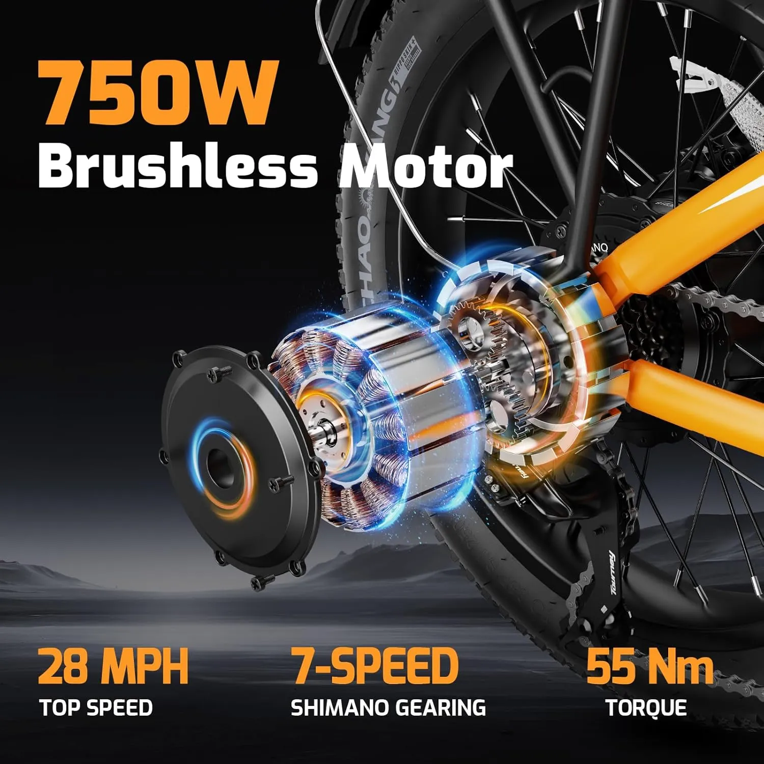 A2 Folding Electric Bike, 20'' Fat Tire Electric Bike with 750W Motor, 48V Removable Battery, 28MPH Max Speed, 62 Mile Range, Step-Through Frame and 7-Speed