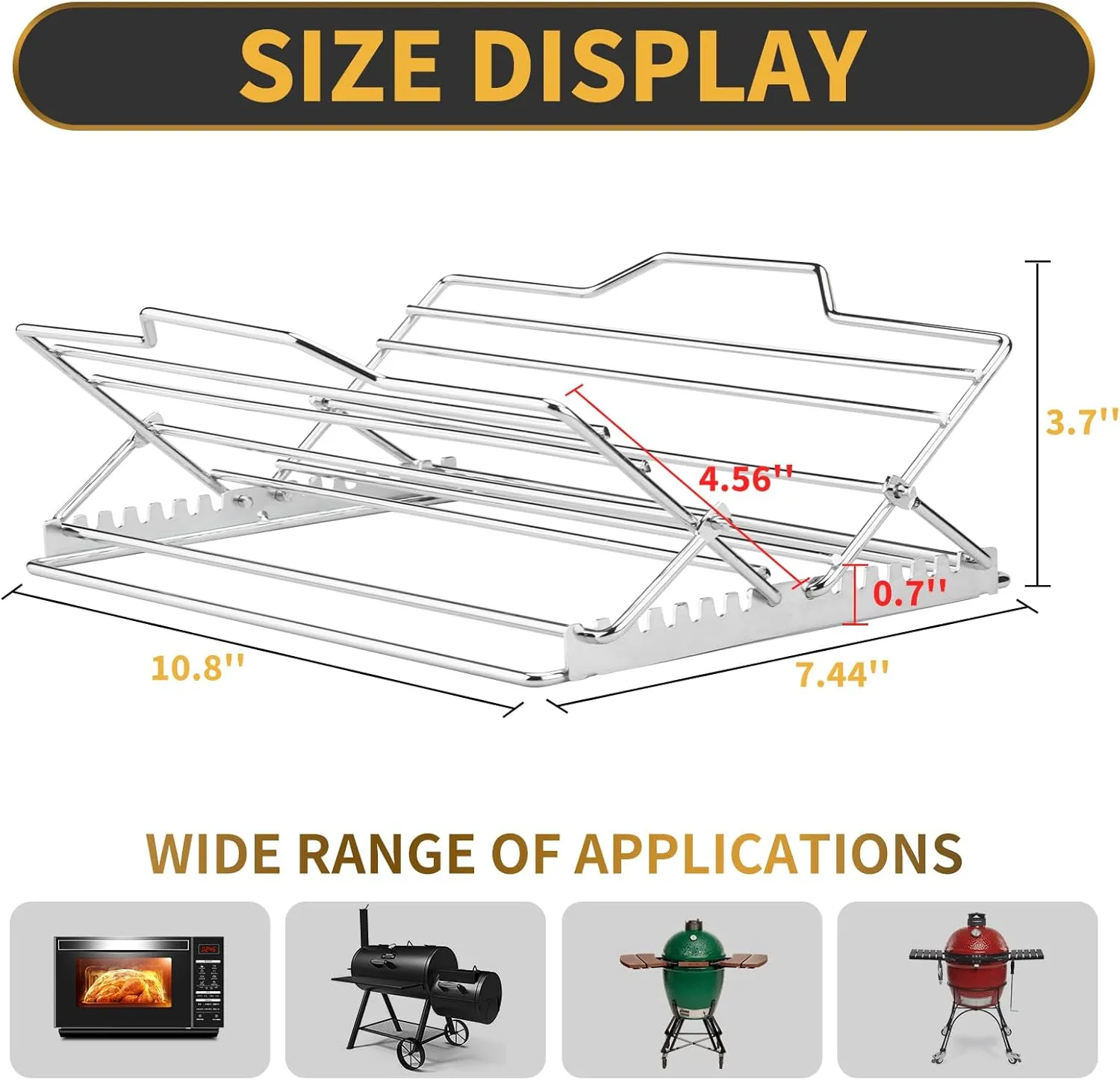 Adjustable Chicken Roasting Rack, Stainless Steel Foldable Roasting Rack, V-Shaped Stand for Turkey Chicken Includes basting Brush (2 PCS)