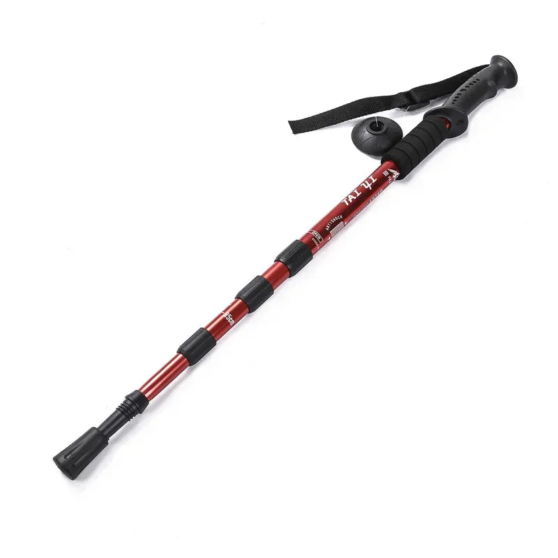 Adjustable High-Strength Alloy Trekking Pole with Wood Handle