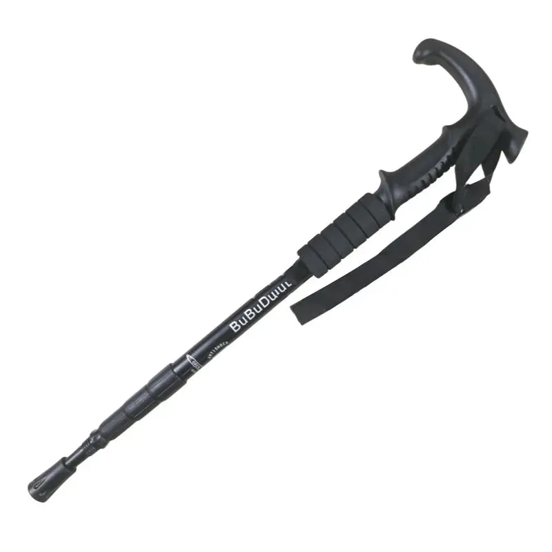 Adjustable High-Strength Alloy Trekking Pole with Wood Handle