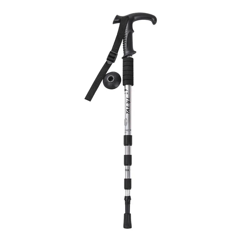 Adjustable High-Strength Alloy Trekking Pole with Wood Handle