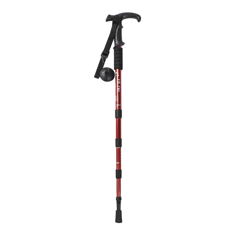 Adjustable High-Strength Alloy Trekking Pole with Wood Handle