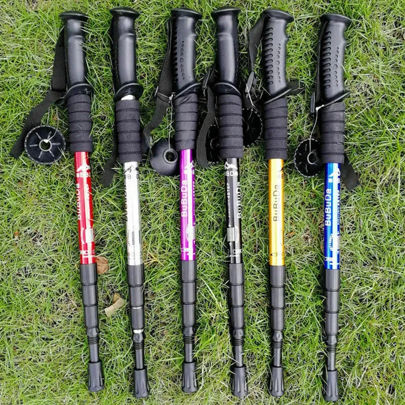 Adjustable High-Strength Alloy Trekking Pole with Wood Handle