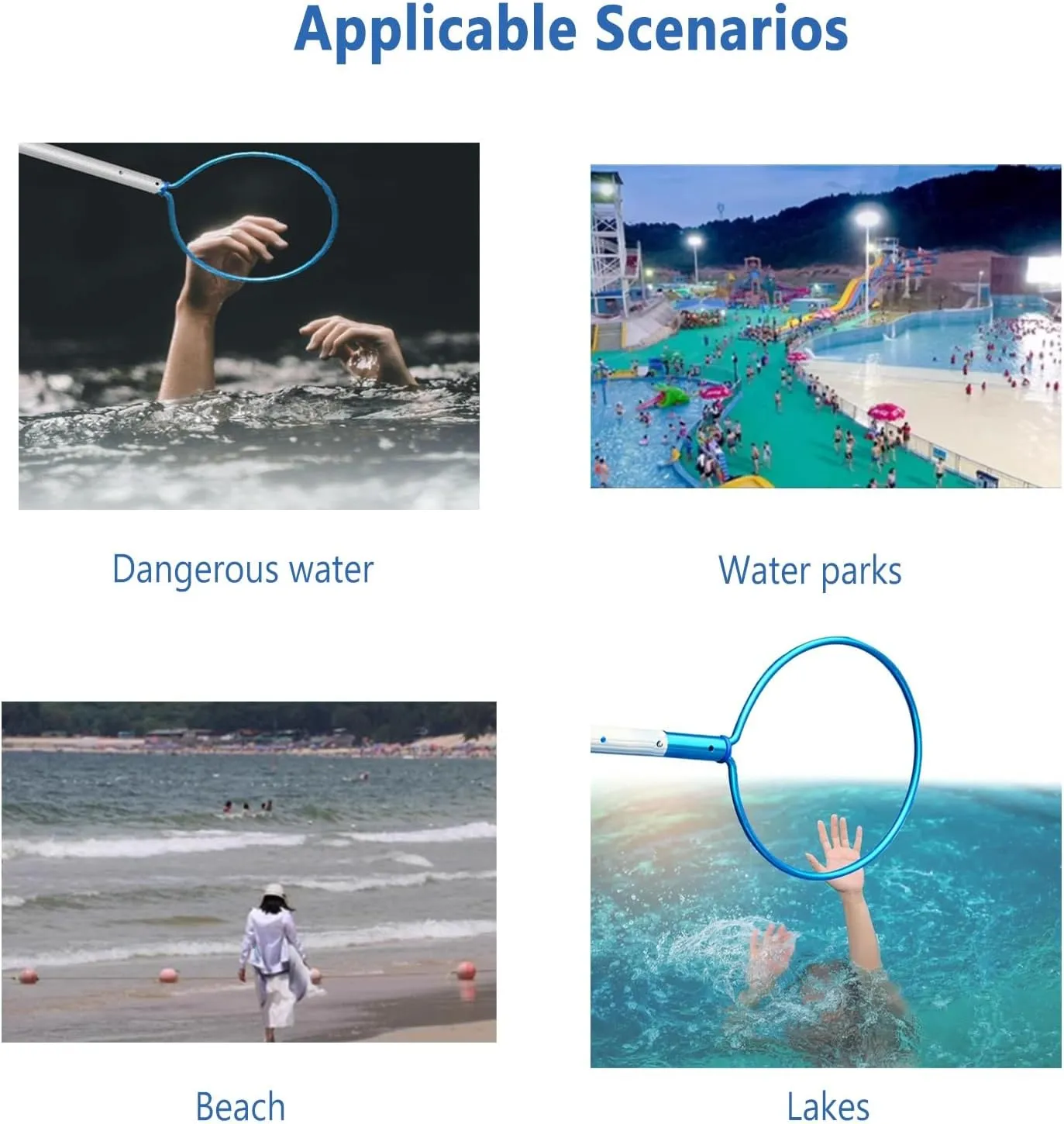 Adjustable Pool Safety Hook, Aluminium Alloy Pool Rescue Hook for Boat Beach & Oceanarium, 196.9 118.1 37.4 in Long Water Emergency Lifesaving Safety Equipment(1M/37.4IN/3.28FT)