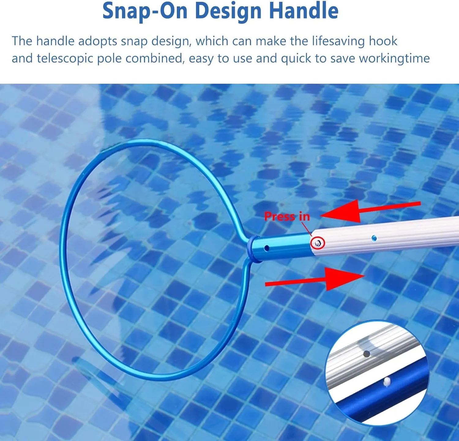 Adjustable Pool Safety Hook, Aluminium Alloy Pool Rescue Hook for Boat Beach & Oceanarium, 196.9 118.1 37.4 in Long Water Emergency Lifesaving Safety Equipment(1M/37.4IN/3.28FT)