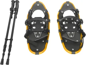 Adjustable Snowshoes with Trekking Poles Lightweight Aluminum Frame Non-Slip Straps 66-154 lbs Load Capacity Ideal for Skiing, Hiking, and Outdoor Adventures Grey