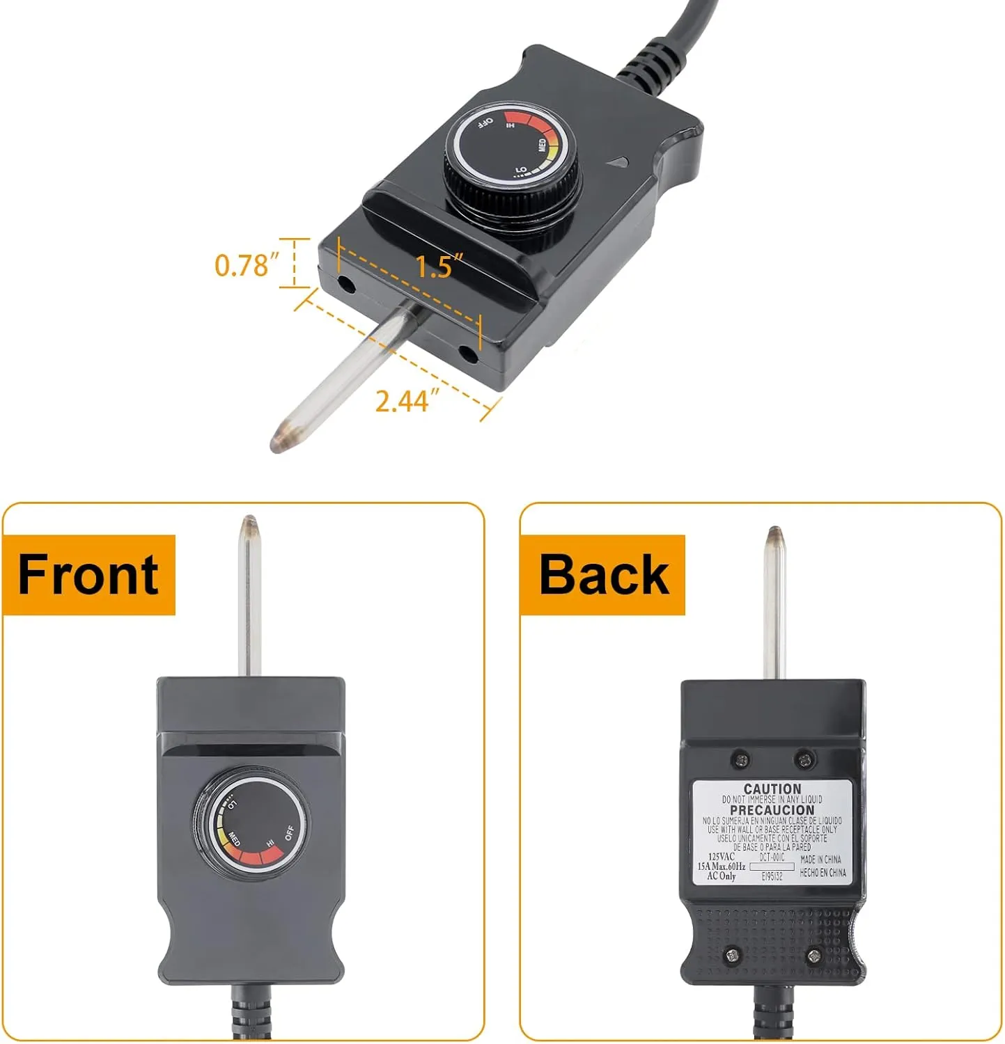 Adjustable Thermostat Probe Power Cord for Masterbuilt Smoker, Electric Smoker Parts for Masterbuilt, Most of Outdoor Cooking Electric Smokers and Grills Heating Element