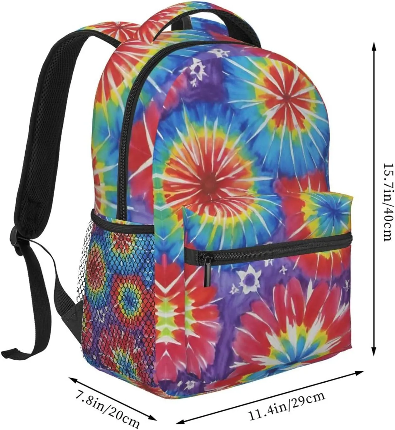 Adults Lightweight Awesome Tie Dye Art Rucksacks Large Capacity Bookbag With Adjustable Shoulder Straps for Trekking Outdoors Bicycle