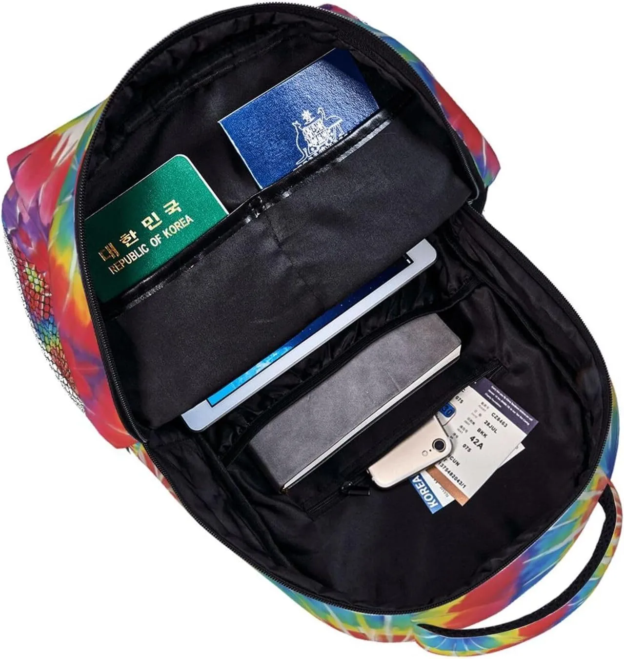 Adults Lightweight Awesome Tie Dye Art Rucksacks Large Capacity Bookbag With Adjustable Shoulder Straps for Trekking Outdoors Bicycle