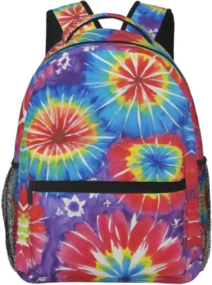Adults Lightweight Awesome Tie Dye Art Rucksacks Large Capacity Bookbag With Adjustable Shoulder Straps for Trekking Outdoors Bicycle