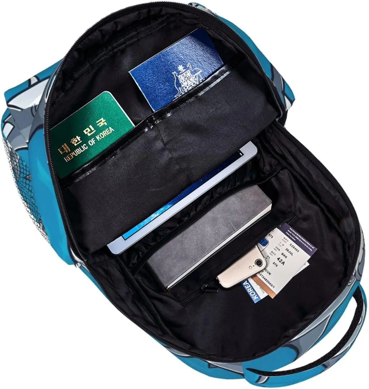 Adults Lightweight Blue Ocean Sea Shark Art Rucksacks Large Capacity Bookbag With Adjustable Shoulder Straps for Trekking Outdoors Bicycle
