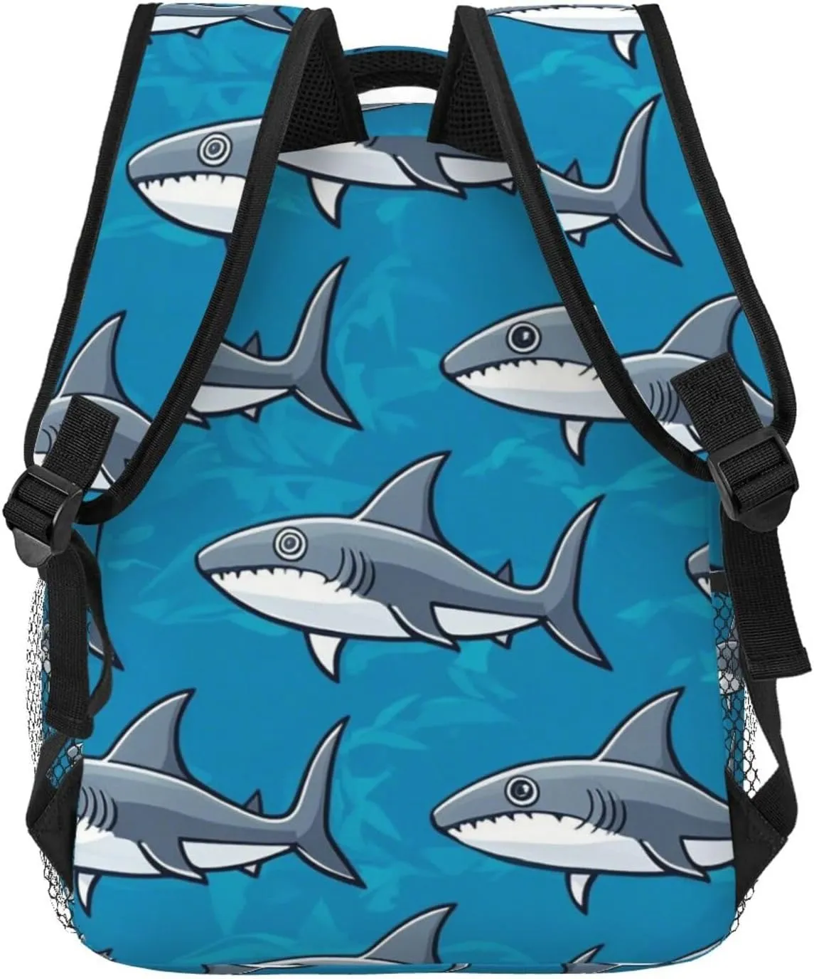 Adults Lightweight Blue Ocean Sea Shark Art Rucksacks Large Capacity Bookbag With Adjustable Shoulder Straps for Trekking Outdoors Bicycle