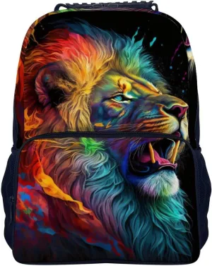 Adults Lightweight Cool Lion In The Universe Surreal Style Splatter Art Shoulder Book Bags Big Capacity Shoulder Bag With Adjustable Shoulder Straps for Trekking Work Walking Cycling