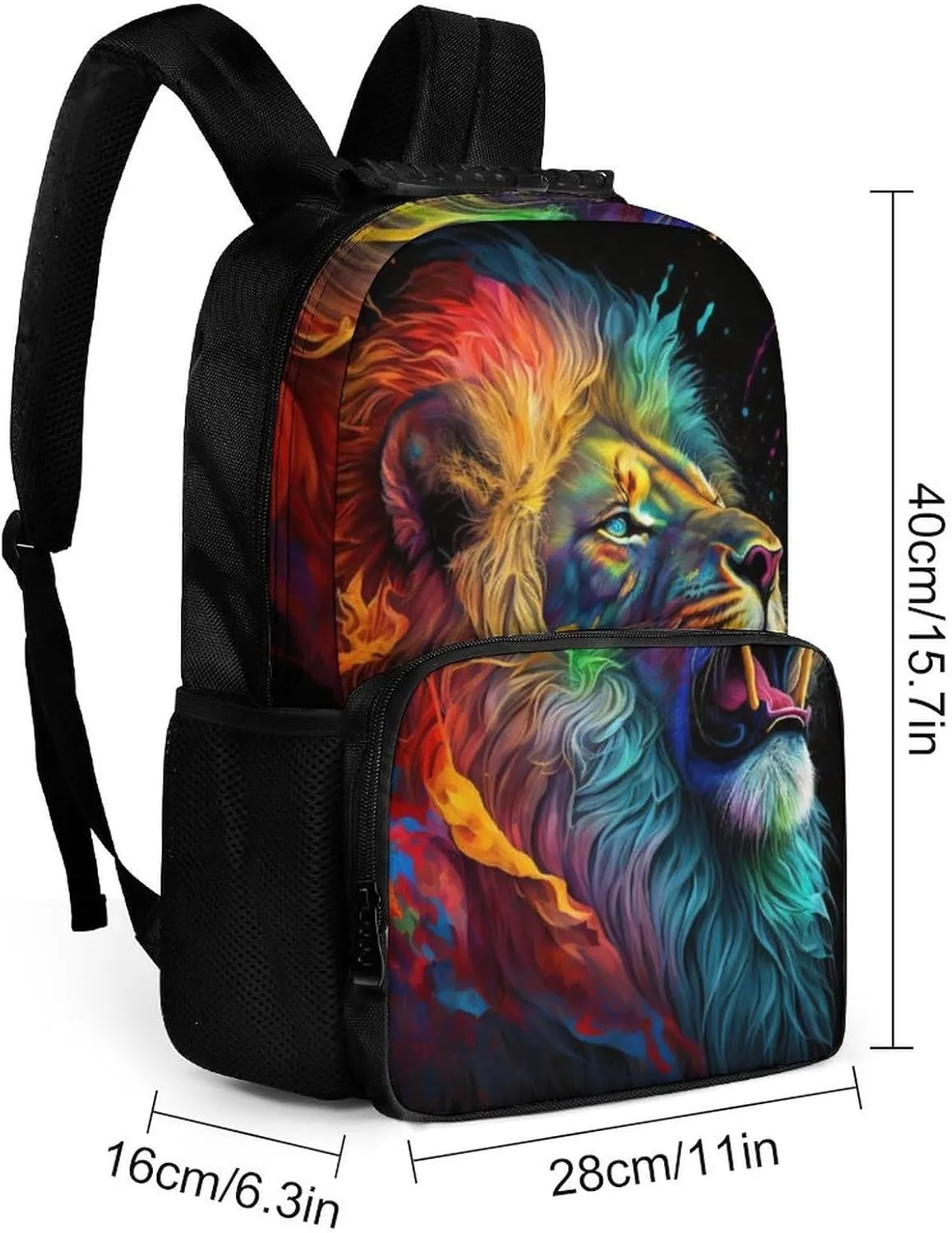 Adults Lightweight Cool Lion In The Universe Surreal Style Splatter Art Shoulder Book Bags Big Capacity Shoulder Bag With Adjustable Shoulder Straps for Trekking Work Walking Cycling