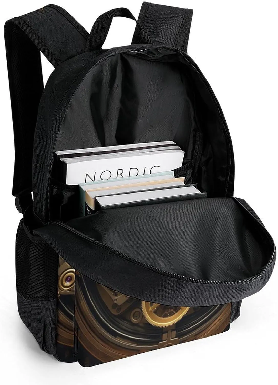 Adults Lightweight Cool Steampunk Gears Art Shoulder Book Bags Big Capacity Shoulder Bag With Adjustable Shoulder Straps for Trekking Work Walking Cycling