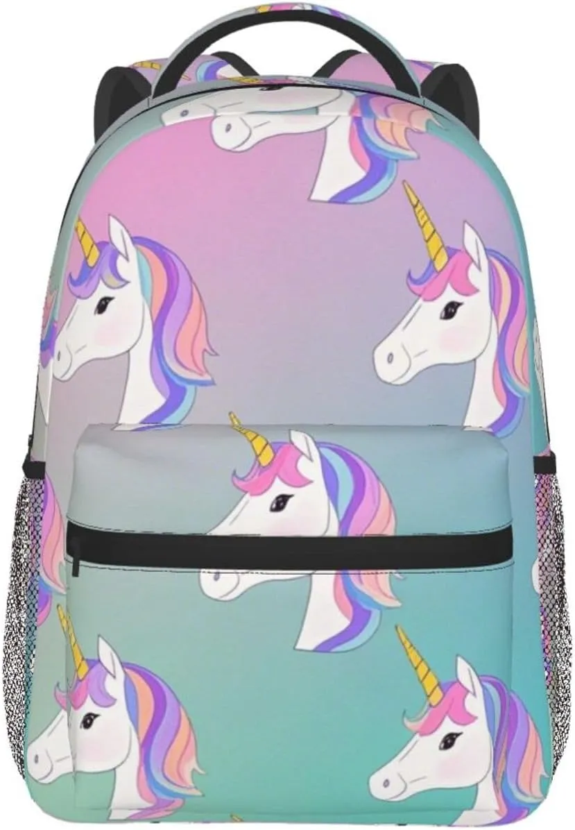 Adults Lightweight Funny Unicorn Art Rucksacks Large Capacity Bookbag With Adjustable Shoulder Straps for Trekking Outdoors Bicycle