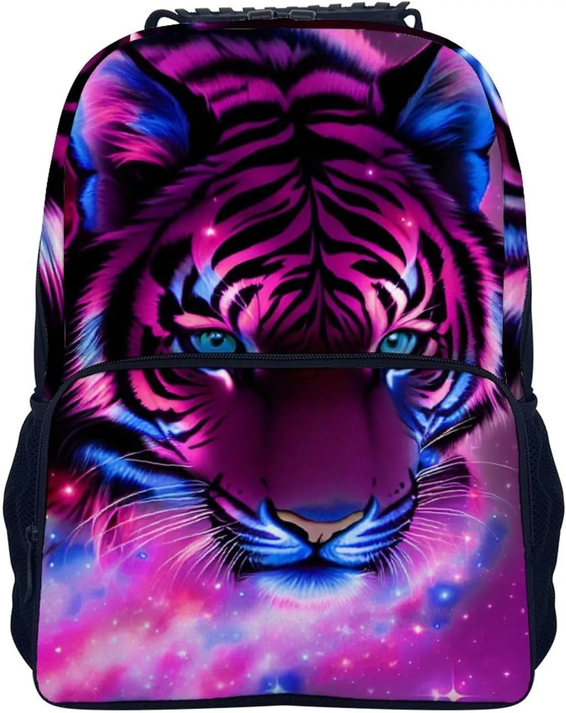Adults Lightweight Mystic Fantasy Galaxy Sky Fantasy Tiger Wild Animals Boho Style Rucksacks Large Capacity Bookbag With Adjustable Shoulder Straps for Trekking Outdoors Bicycle