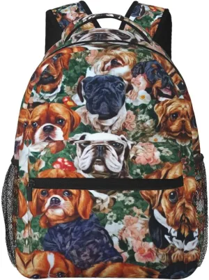 Adults Lightweight Novelty Dogs Art Rucksacks Large Capacity Bookbag With Adjustable Shoulder Straps for Trekking Outdoors Bicycle