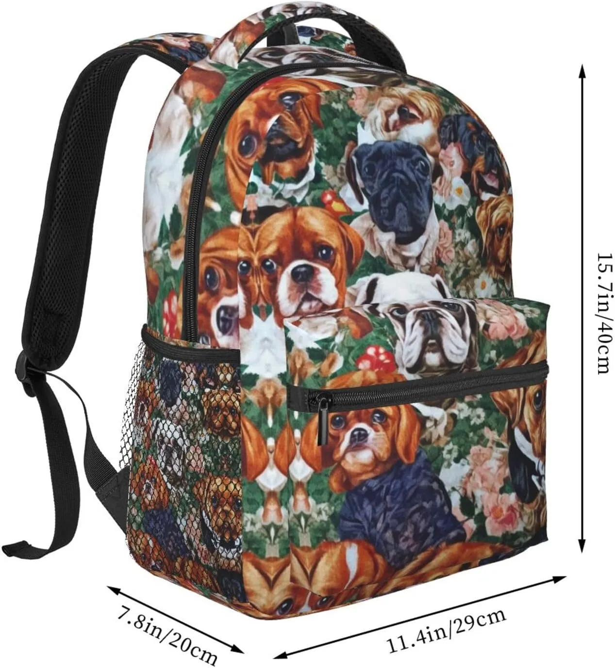 Adults Lightweight Novelty Dogs Art Rucksacks Large Capacity Bookbag With Adjustable Shoulder Straps for Trekking Outdoors Bicycle