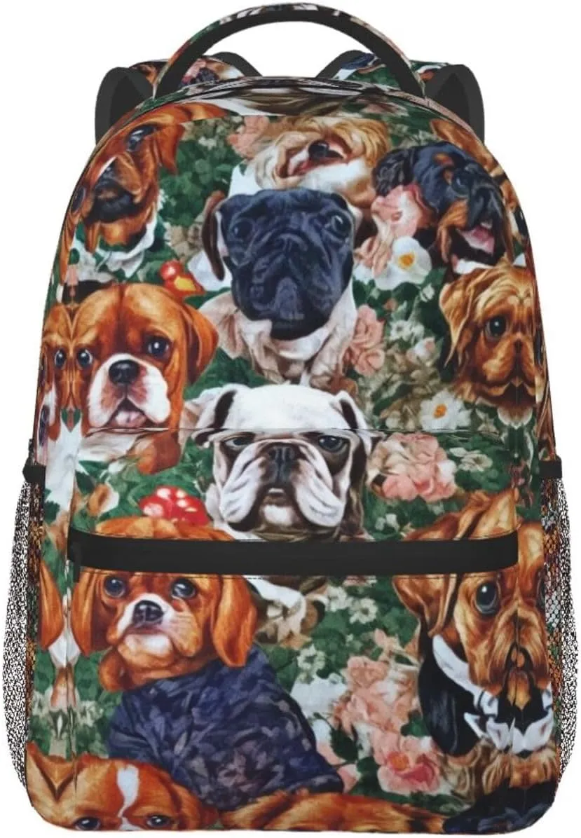 Adults Lightweight Novelty Dogs Art Rucksacks Large Capacity Bookbag With Adjustable Shoulder Straps for Trekking Outdoors Bicycle