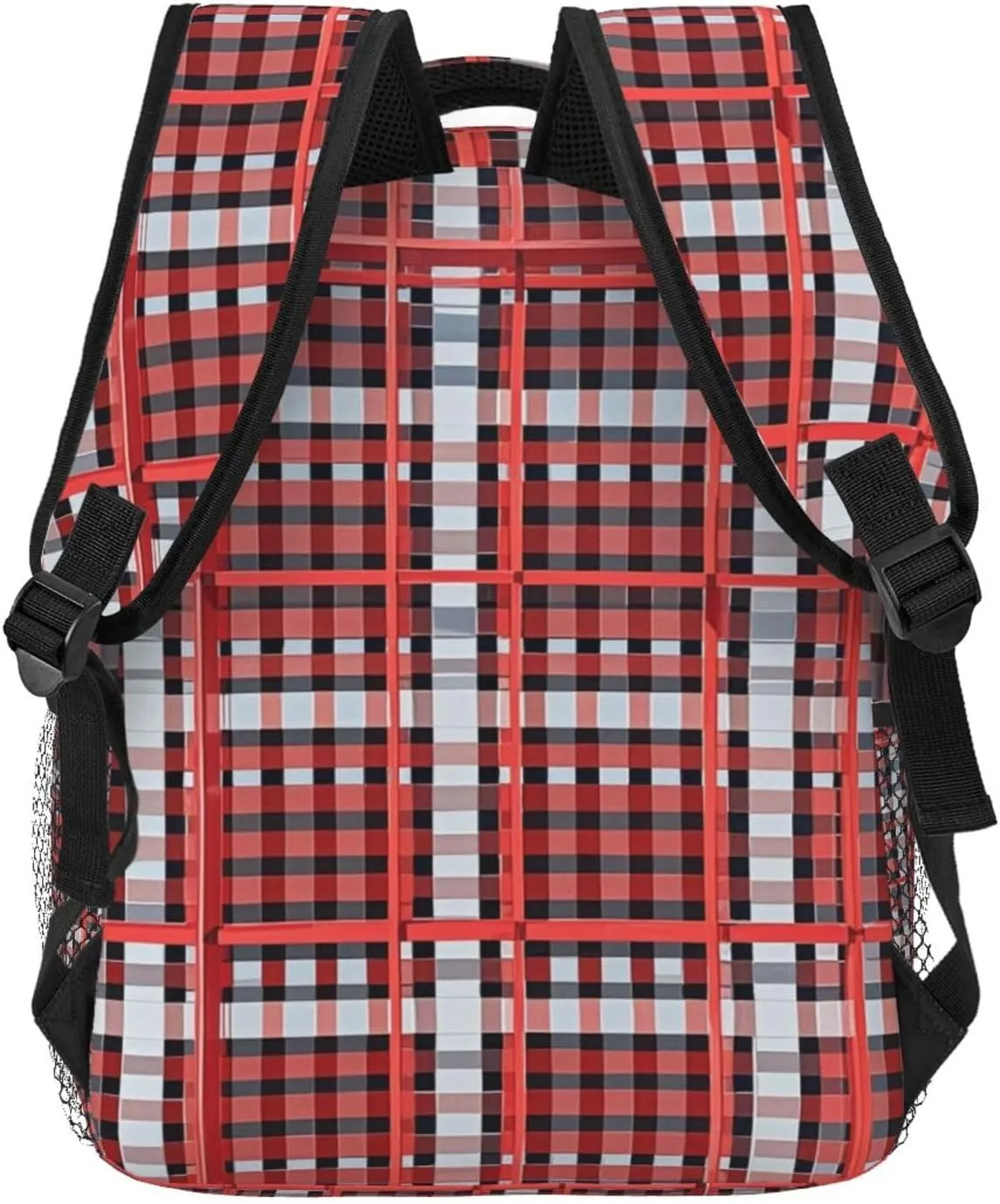 Adults Lightweight Red Scottish Tartan Plaid Art Rucksacks Large Capacity Bookbag With Adjustable Shoulder Straps for Trekking Outdoors Bicycle