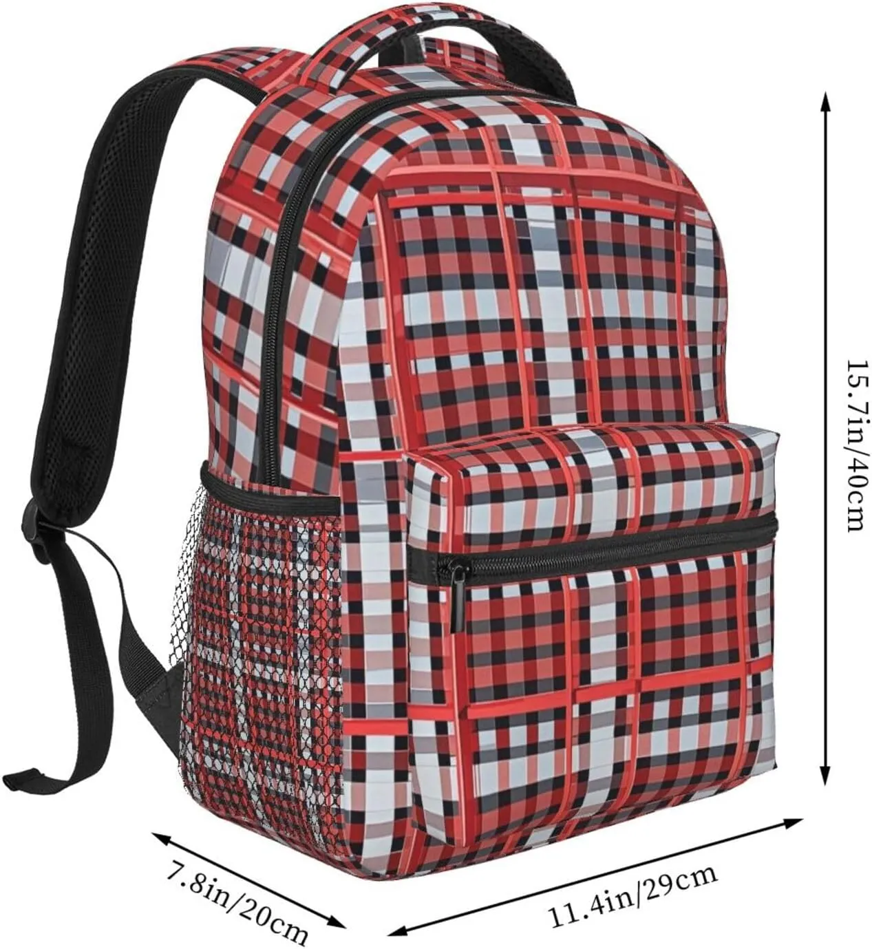 Adults Lightweight Red Scottish Tartan Plaid Art Rucksacks Large Capacity Bookbag With Adjustable Shoulder Straps for Trekking Outdoors Bicycle