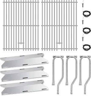 Adviace Grill Parts for Jenn Air 720-0336 7200336 Gas Grills, Grill Grates & Grill Burners & Igniter & Heat Shield Replacement for Jenn-Air 720-0336, for Jenn Air Grill Replacement Parts 720-0336