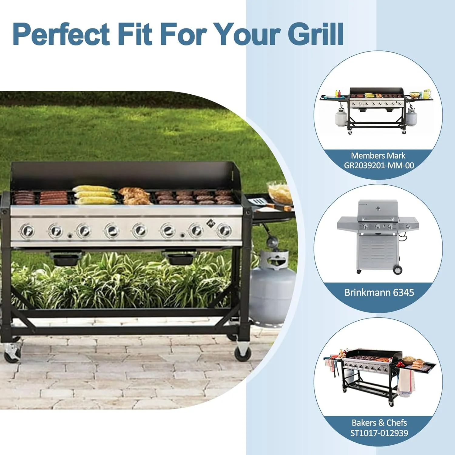 Adviace Grill Parts for Members Mark GR2039201-MM-00, Brinkmann 6345 6430, Bakers & Chefs ST1017-012939, Charmglow 810-7310-S, Grill Grates Replacement for Members Mark Grill GR2039201-MM-00