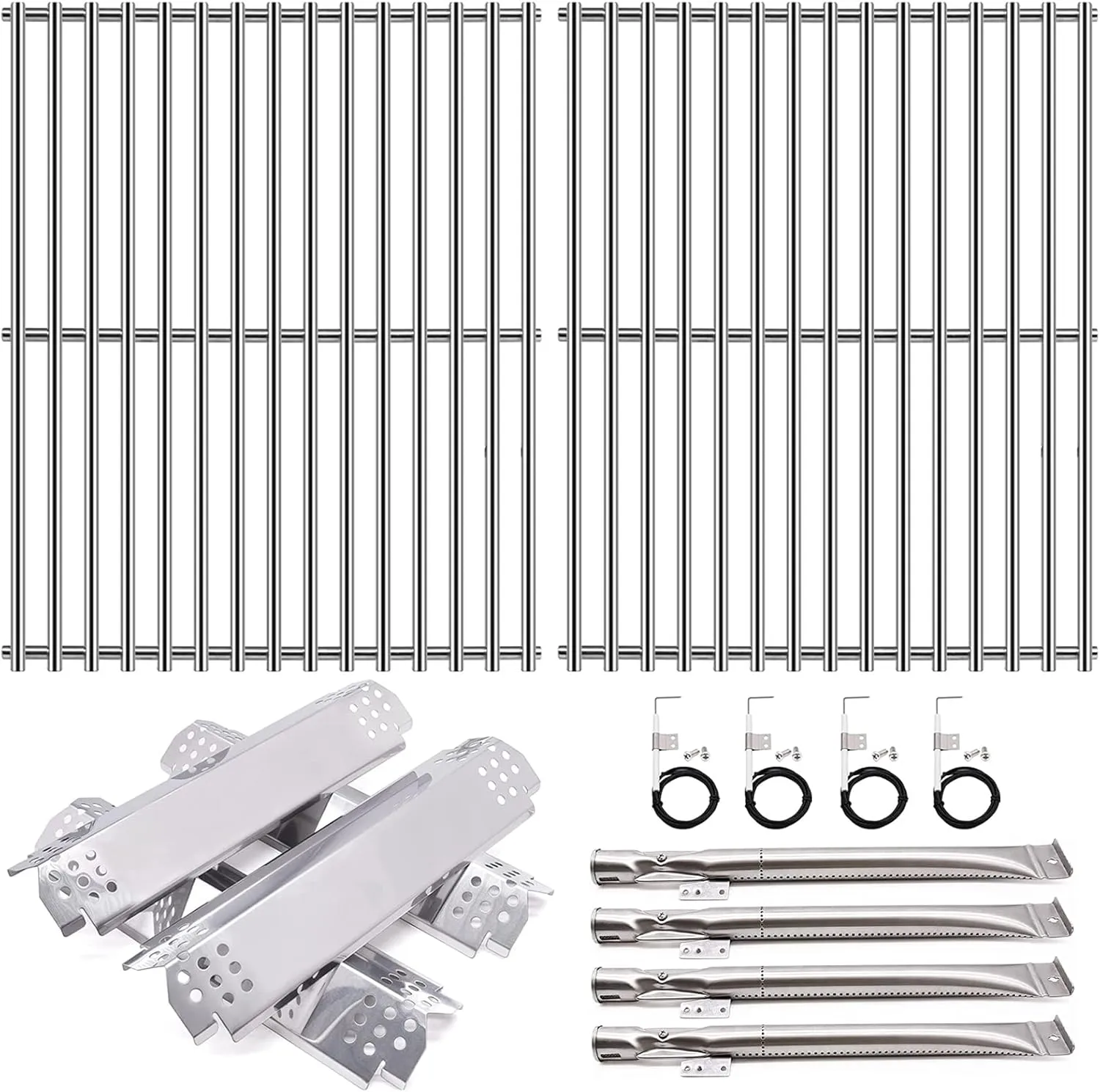 Adviace Grill Replacement Parts for Home Depot Nexgrill 4 Burner 720-0830H, 720-0783E, 720-0830D, 17 inch Cooking Grates, Grill Burner Tubes, Heat Shield Tent Plates and Igniters Replacement Parts.