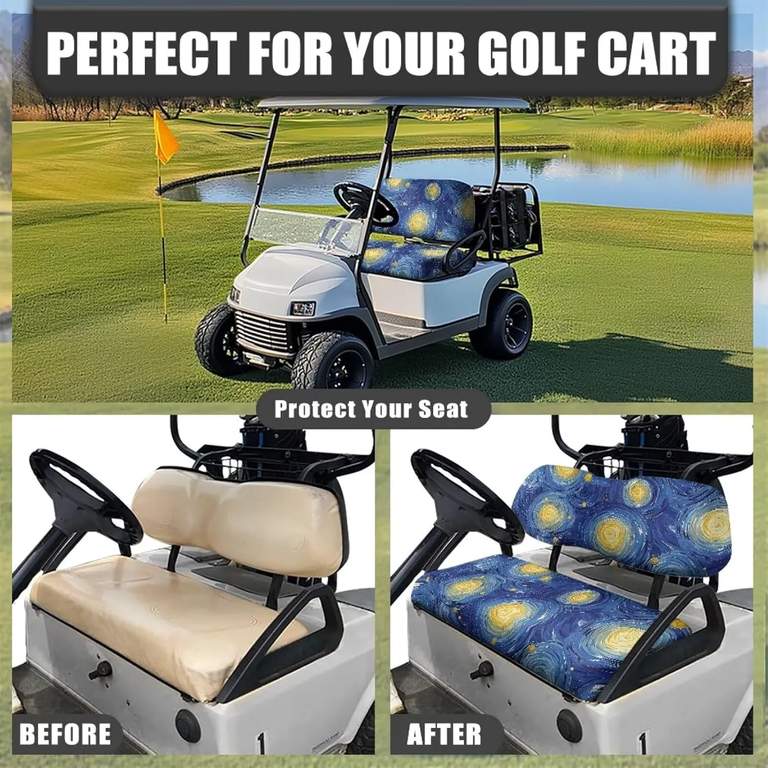 AFPANQZ Golf Cart Seat Cover for Summer - Breathable, Anti-Hot, Waterproof Easy to Install and Clean Golf Cart Blanket