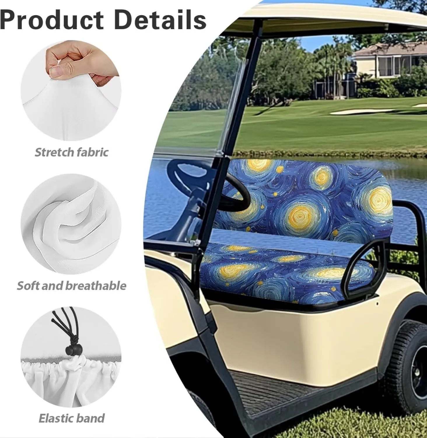 AFPANQZ Golf Cart Seat Cover for Summer - Breathable, Anti-Hot, Waterproof Easy to Install and Clean Golf Cart Blanket